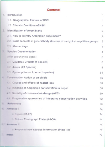 Amphibians of Nepal - Contents